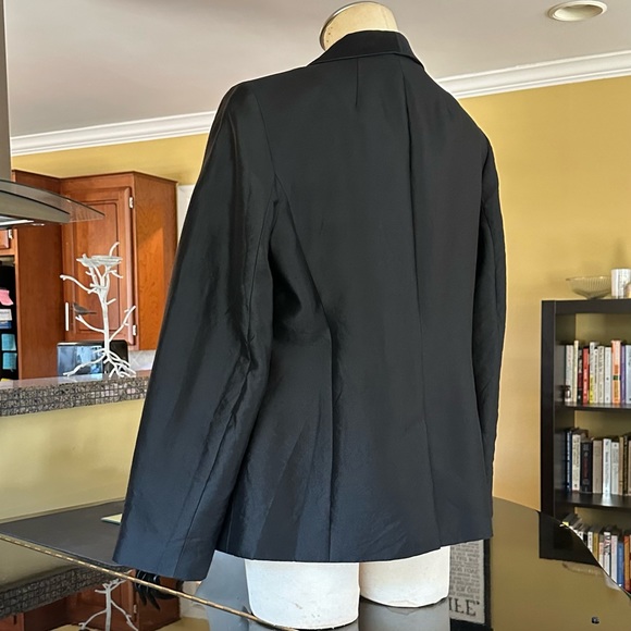 Talbots Black Silk Taffeta Single Button Blazer Evening Formal Tuxedo Jacket 12 - Picture 13 of 15
